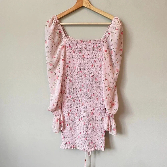 Princess Polly Women's US 4 Wild Flowers Balloon Sleeves Shirred Mini Dress Pink - Picture 11 of 16